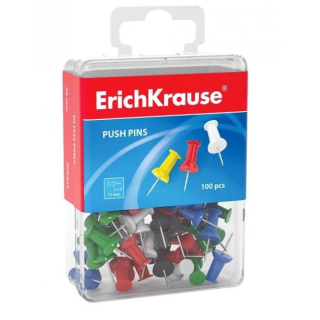 Кнопки ErichKrause PUSH-PINS, 11мм, ассорти, 100 шт.