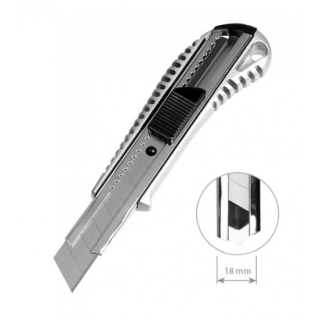 Металлический канцелярский нож ErichKrause,18мм, серебристый