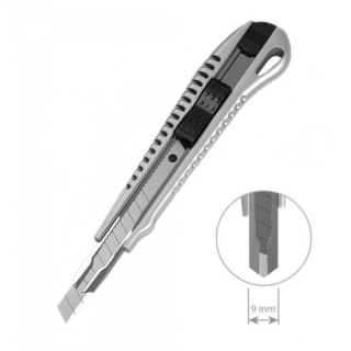 Металлический канцелярский нож ErichKrause, 9мм, серебристый