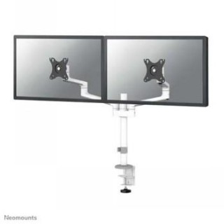 NEOMOUNTS SCREEN DESK MOUNT FOR TWO MONITORS, WHITE (CLAMP+GROMMET) 