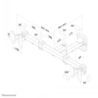 NEWSTAR FLAT SCREEN DUAL WALL MOUNT (3 PIVOTS & TILTABLE) 10-27" BLACK