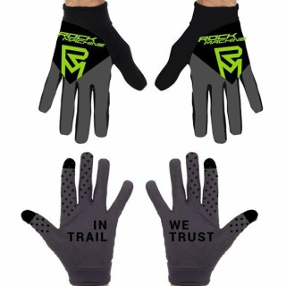 Вело перчатки Rock Machine Race FF, черные/серые/зеленые, S