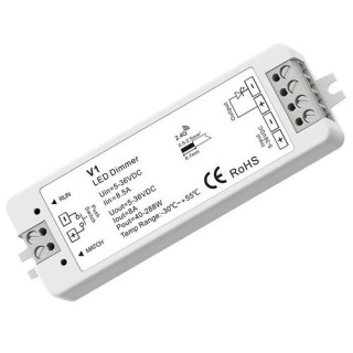 V1 контроллер для светодиодных лент, 5-36V, 1x 8A, Push-Dimm
