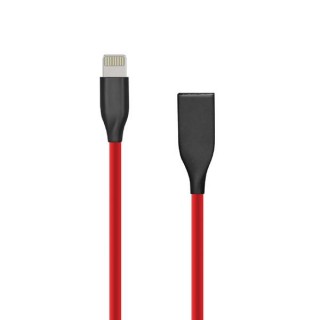 Silicone Cable USB- Lightning, 1m (red)