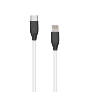 Silicone cable USB Type-C - Lightning (white, 1m)