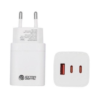 Зарядное устройство EXTRA DIGITAL GaN 2x USB Type-C, USB Type-A: 65 Вт, PPS