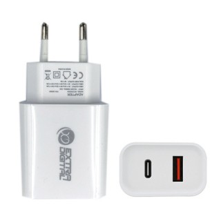 Charger EXTRA DIGITAL USB 3.0+ Type C: 220V, 20W, QC3.0+ PD