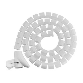 Cable Management - Coiled Tube Cable Sleeve, White, 30mm, 1m