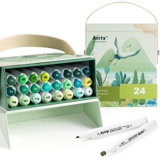 Двусторонний маркеры ARRTX Alp, 24 цвета, зеленые оттенки