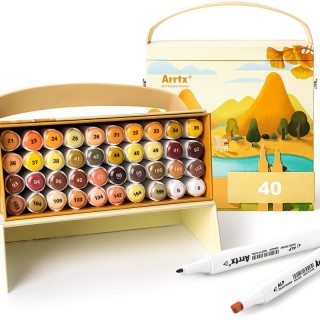 Double-sided Marker Pens ARRTX Alp, 40 Colours, yellow shade