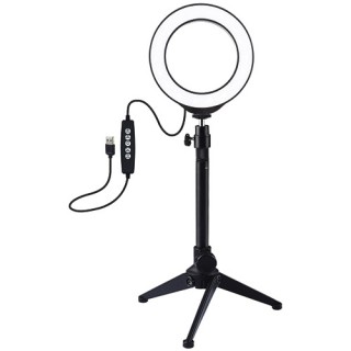 LED Ring Lamp 12cm With Desktop Tripod Mount Up To 24.5cm, USB, RGBW