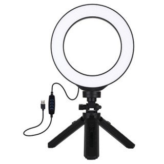 LED Ring Lamp 16cm With Pocket Tripod Mount 12-14.5cm, USB