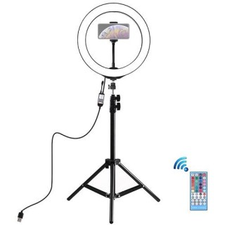 LED Ring Lamp 26 cm With Desktop Tripod Mount Up To 1.1m, Phone Clamp, USB