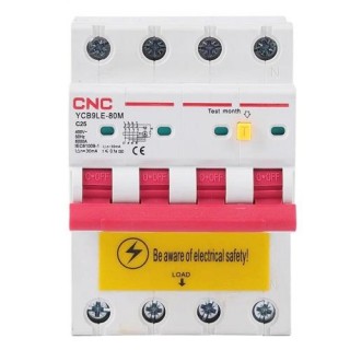 Residual Current Breaker with Over-Current, 4P, 25A, class C, 30mA, 6kA