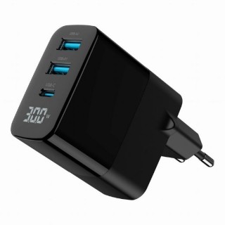 CHARGER USB 30W 3PORT/TA-UC-PDQC30LCD-BK-02 GEMBIRD