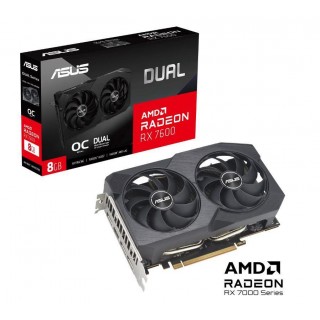 Graphics Card|ASUS|AMD Radeon RX 7600|8 GB|GDDR6|128 bit|PCIE 4.0 16x|Dual Slot Fansink|1xHDMI|3xDisplayPort|DUAL-RX7600-O8G-V2