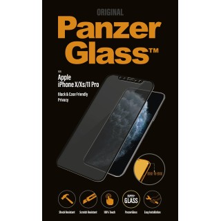 PanzerGlass | P2666 | Screen protector | Apple | iPhone X/Xs/11 Pro | Tempered glass | Black | Confidentiality filter; Full frame coverage; Anti-shatter film (holds the glass together and protects against glass shards in case of breakage); 