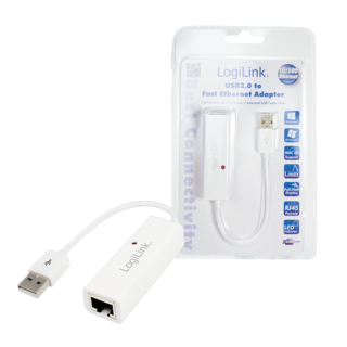 Logilink | Fast Ethernet USB 2.0 to RJ45 Adapter: | 0.115 m | White | USB-A to RJ45