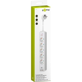 5-way power strip with switch and 2 USB ports 1.5 m | Sockets quantity 5