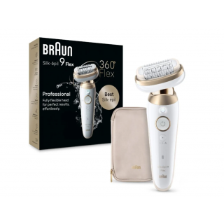 Braun Epilator | 9-011 3D Silk-epil 9 Flex | Operating time (max) 50 min | Number of power levels 2 | Wet & Dry | White/Gold