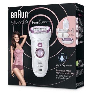 Braun | Silk-épil 9 SensoSmart™ 9/700 | Epilator | Operating time (max) 50 min | Bulb lifetime (flashes) Not applicable | Number of power levels 2 | Wet & Dry | White/Purple