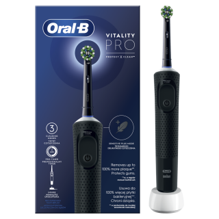 Oral-B | Electric Toothbrush | D103 Vitality Pro | Rechargeable | For adults | ml | Number of heads | Number of brush heads included 1 | Number of teeth brushing modes 3 | Black