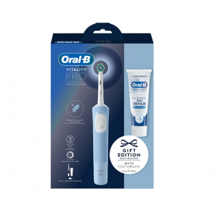 Oral-B | Vitality Pro Protect X Clean | Electric Toothbrush + Toothpaste | Rechargeable | For adults | Number of brush heads included 1 | Number of teeth brushing modes 3 | Blue