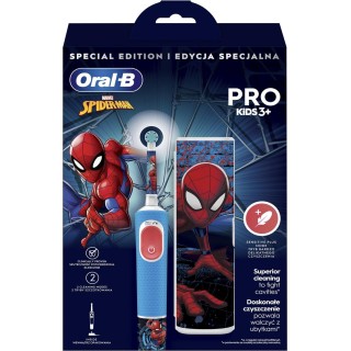 Oral-B | Electric Toothbrush with Travel Case | Vitality PRO Kids Spiderman | Rechargeable | For children | Number of brush heads included 1 | Number of teeth brushing modes 2 | Blue