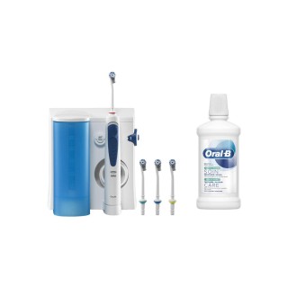 Oral-B OxyJet Oral Irrigator Pack with Mouthwash | 600 ml | Number of heads 4 | White/Blue