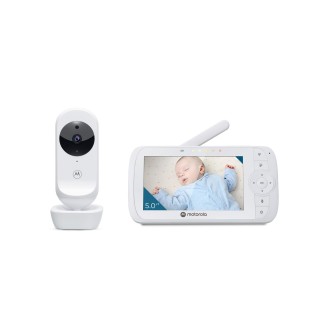 Motorola | Video Baby Monitor | VM35 5.0" | 5.0" diagonal color screen; 5 x preloaded lullabies; Two-way talk; Room temperature monitoring; Infrared night vision; LED sound level indicator; 2.4GHz FHSS wireless technology for in-home viewin