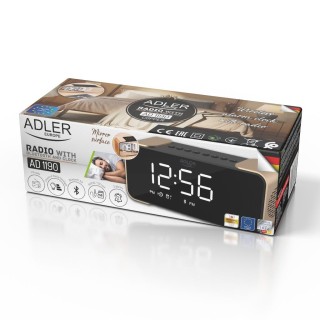 Adler | Wireless alarm clock with radio | AD 1190 | Alarm function | W | AUX in | Copper/Black