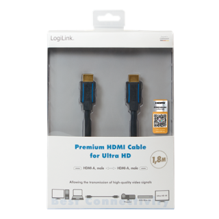 Logilink | Premium HDMI Cable for Ultra HD | Black | HDMI male (type A) | HDMI male (type A) | HDMI to HDMI | 3 m