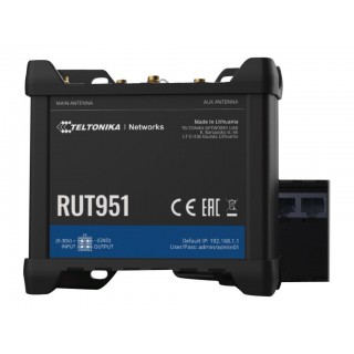 Industrial Cellular router | RUT951 | 802.11n | Mbit/s | 10/100 Mbit/s | Ethernet LAN (RJ-45) ports 4 | Mesh Support No | MU-MiMO No | 2G/3G/4G | Antenna type 	2 x SMA for LTE