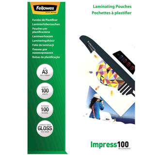 Fellowes | Laminating Pouch | A3 | Glossy | Thickness: 100 micron