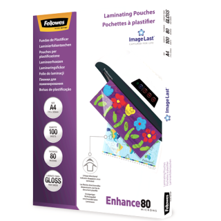 Fellowes | Laminating Pouch PREMIUM | A4 | Clear | Enhance 80 Micron thickness