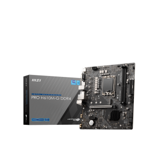MSI | PRO H610M-G DDR4 | Processor family Intel | Processor socket  LGA1700 | DDR4 DIMM | Memory slots 2 | Supported hard disk drive interfaces 	SATA