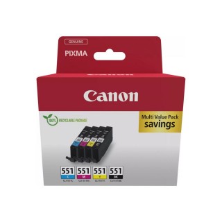 Canon Cartridges | CLI-551 BK/C/M/Y Multipack | Ink | Black