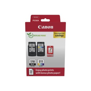 Canon Ink Cartridge + Photo Paper Value Pack | PG-510/CL-511 | Ink cartridge/Paper kit | Colour (cyan