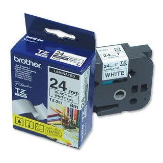 Brother | TZ-251 Laminated Tape | Black on White | TZe | 8 m | 2.4 cm
