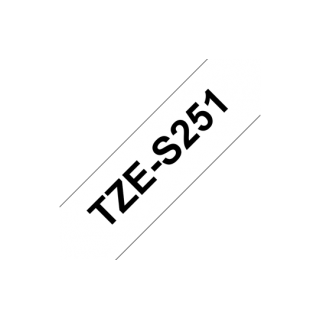 Brother | TZe-S251 Strong Adhesive Laminated Tape | Black on White | TZe | 8 m | 2.4 cm