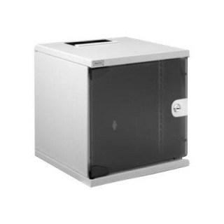Digitus | 6U Wall Mounting Cabinet | DN-10-05U-1 | Grey | Safety class rating IP20; 200° door opening angle; Lockable safety-glass door; 254 mm (10") profile rails mounted on the front side inside of the cabinet