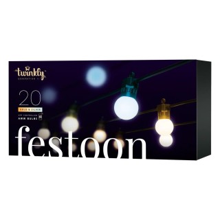 TwinklyFestoon Smart LED Lights 40 AWW (Gold+Silver) G45 bulbs
