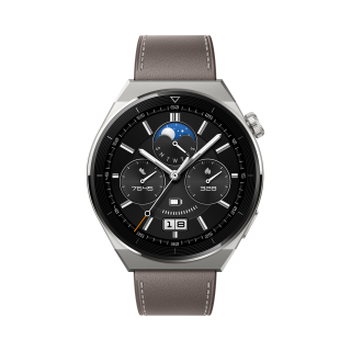 WATCH | GT 3 Pro | Smart watch | GPS (satellite) | AMOLED | Touchscreen | Activity monitoring 24/7 | Waterproof | Bluetooth | Titanium Case with Gray Leather Strap