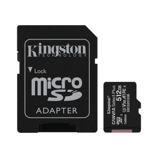 SD adapter | Kingston | Canvas Select Plus | 512 GB | Micro SD | Flash memory class 10
