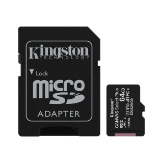 SD Adapter | Kingston | Canvas Select Plus | UHS-I | 64 GB | MicroSDXC | Flash memory class 10