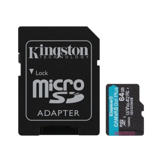 SD Adapter | Kingston | microSD | Canvas Go! Plus | 64 GB | MicroSD | Flash memory class 10