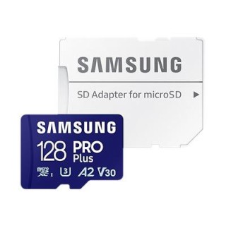 SD adapter | Samsung | MicroSD Card with SD Adapter | PRO Plus | 128 GB | microSDXC Memory Card | Flash memory class U3