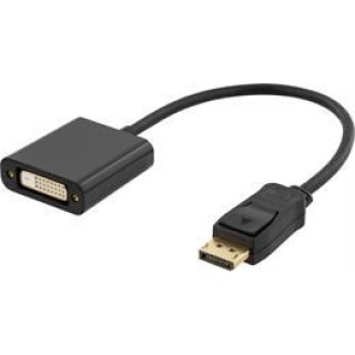 DELTACO DisplayPort to DVI-I Dual Link adapter 20-pin male - 24 + 5-pin male, black, 0.2m / DP-DVI14