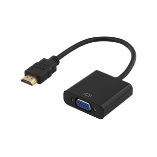 DELTACO HDMI to VGA and audio adapter, 19-pin male - 15-pin female ,3.5mm, external power, 1080p, 0.2m, black / HDMI-VGA7