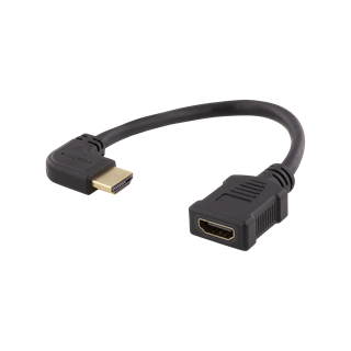 Flexible HDMI adapter, 0,2m, left-angled, HDMI M/F, UHD DELTACO black / HDMI-21C